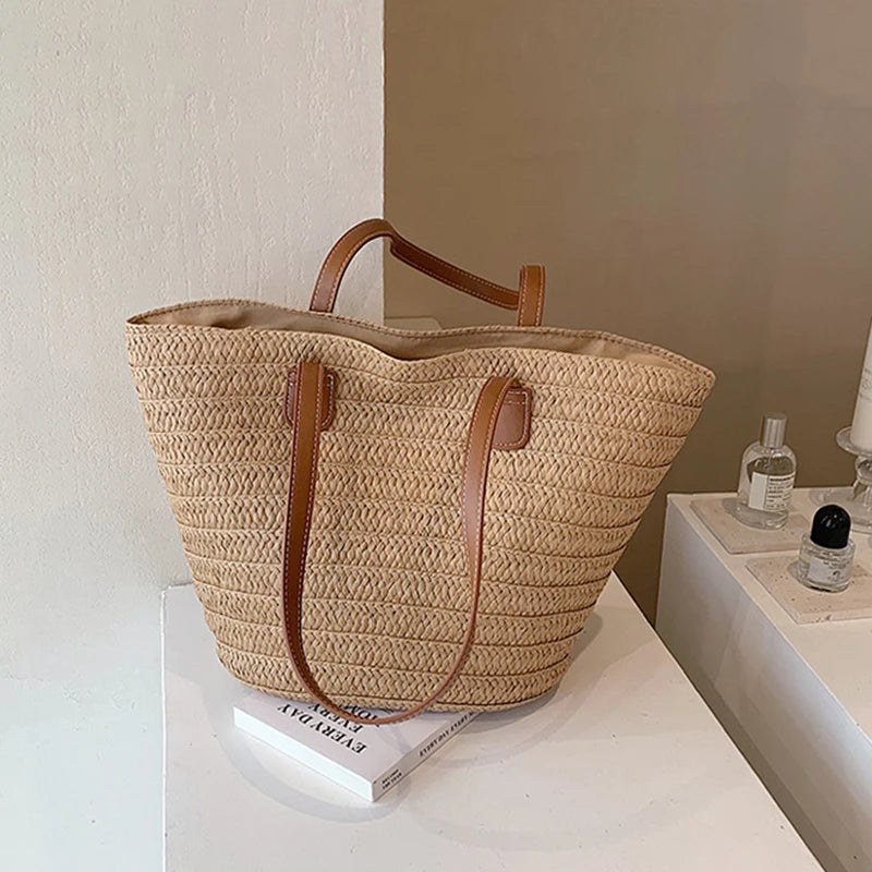 Women's Straw Shoulder Bag Large Capacity