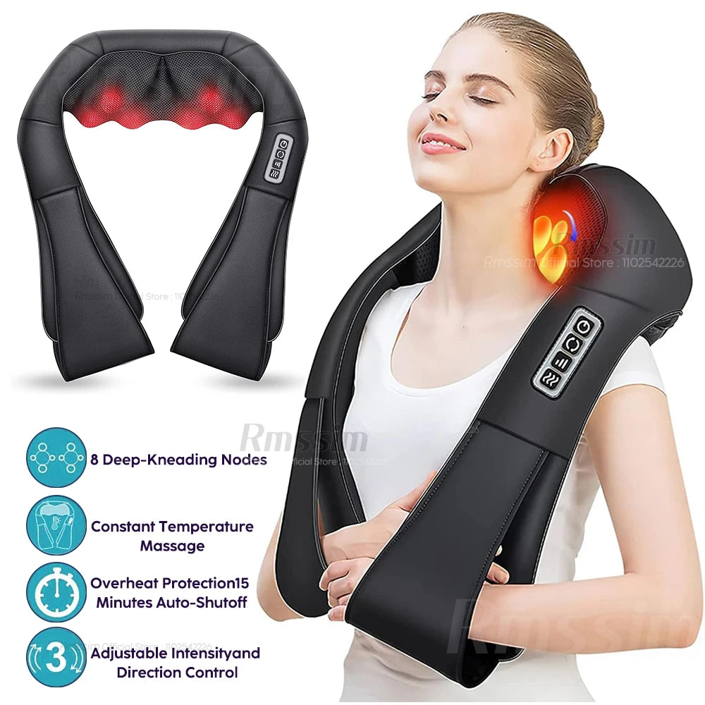 Neck Shoulder Massager Heated Electric Pillow for Back Waist Body