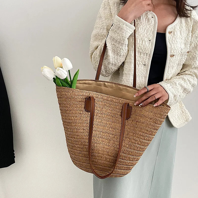 Women's Straw Shoulder Bag Large Capacity
