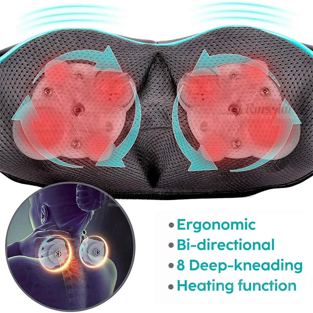Neck Shoulder Massager Heated Electric Pillow for Back Waist Body