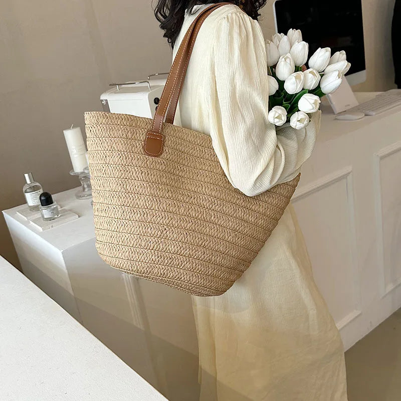 Women's Straw Shoulder Bag Large Capacity