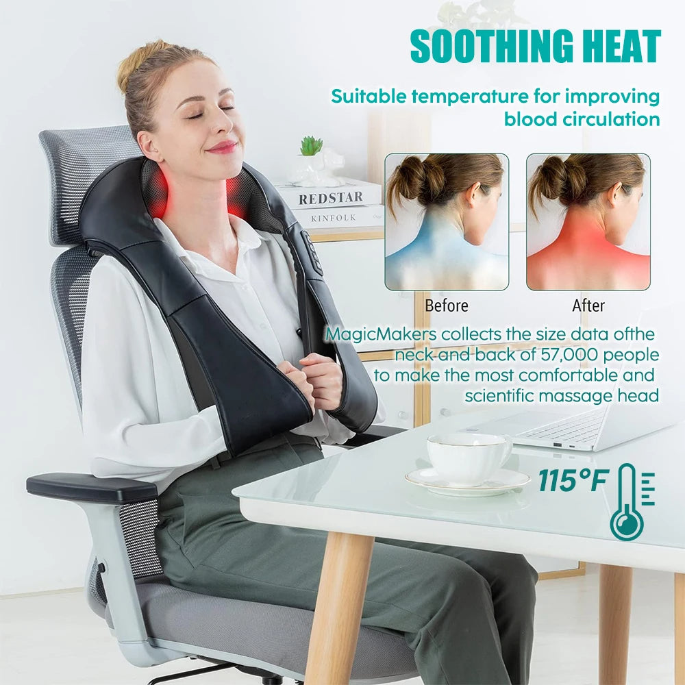 Neck Shoulder Massager Heated Electric Pillow for Back Waist Body