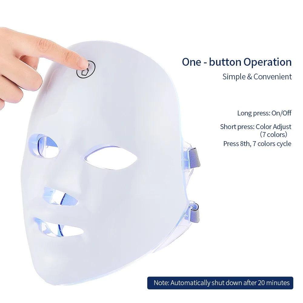Wireless 7 Colors LED Face Mask Photon Skin Rejuvenation
