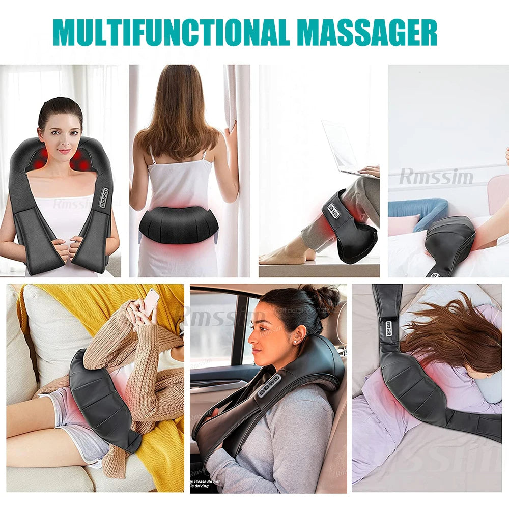 Neck Shoulder Massager Heated Electric Pillow for Back Waist Body
