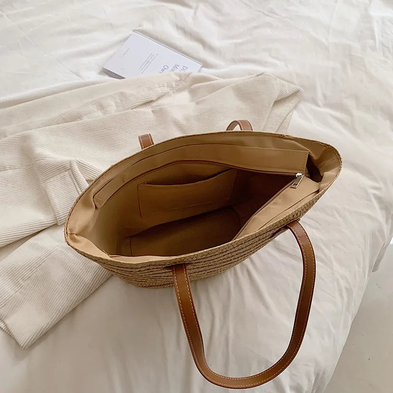 Women's Straw Shoulder Bag Large Capacity