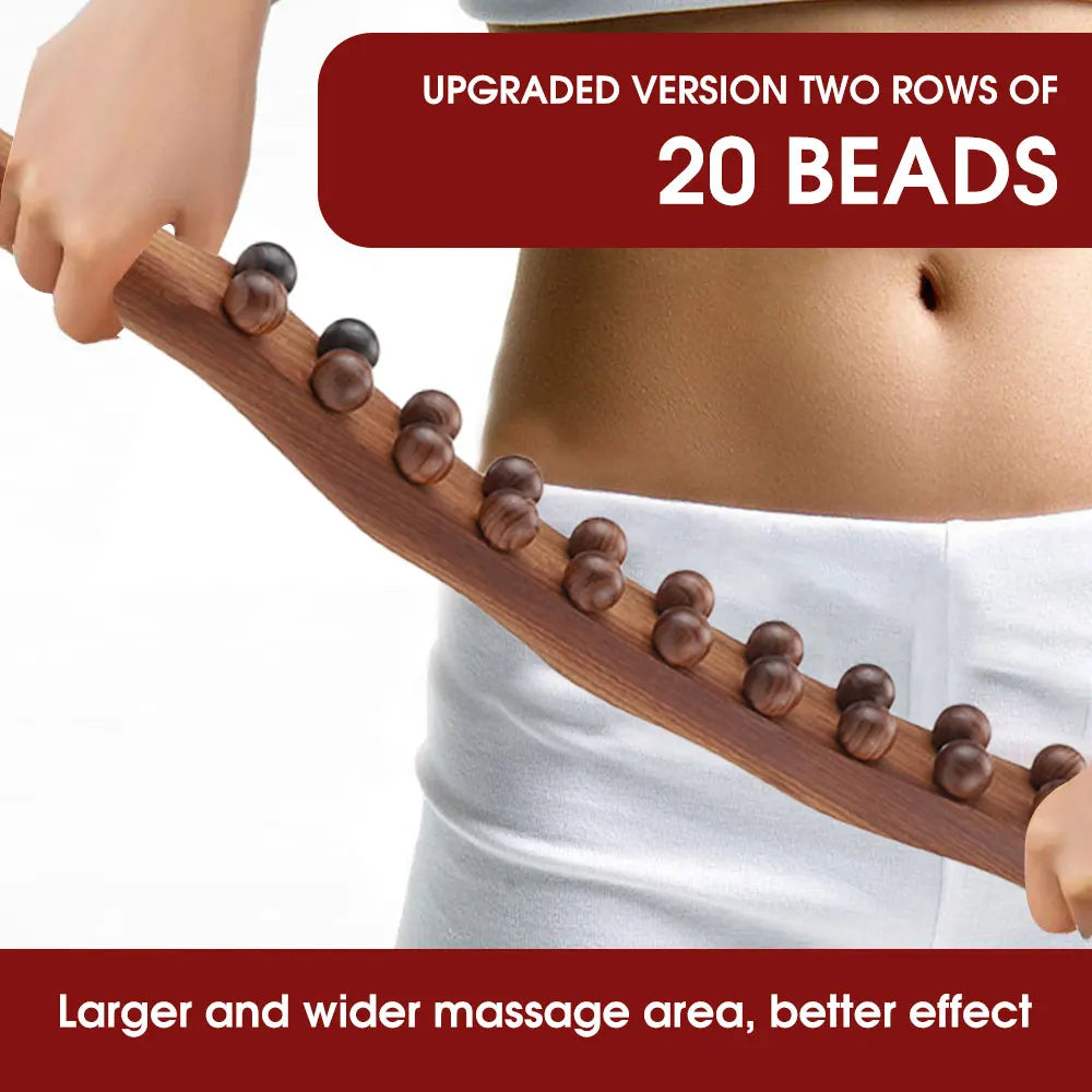 Wooden Scrapping Stick - 8 Beads Body Roller for Relaxation