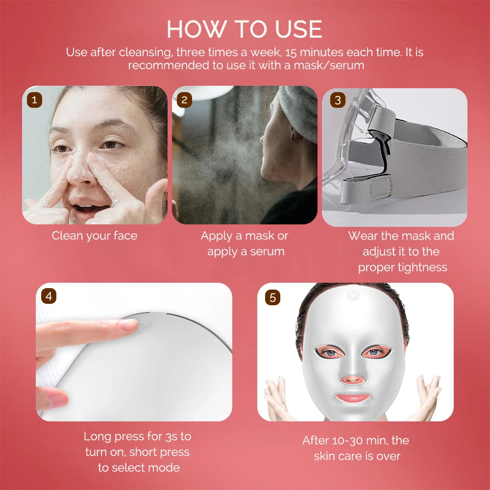 Wireless 7 Colors LED Face Mask Photon Skin Rejuvenation