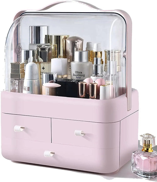 Makeup Organizer - Large Capacity - Dust Free Cover - Portable Handle