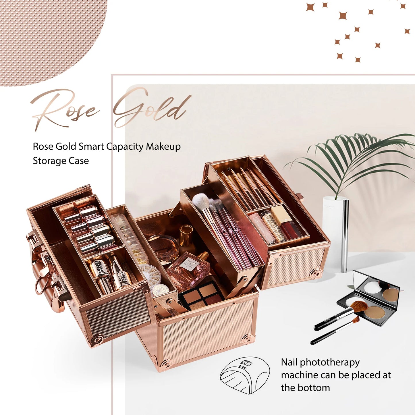 Makeup Train Case Cosmetic Box 4 Tier