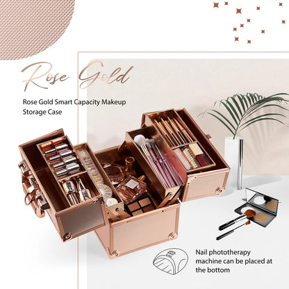 Makeup Train Case Cosmetic Box 4 Tier