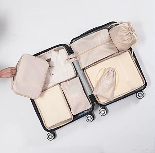 Set Travel Organizer Storage Bags- 7 Pcs - Beige