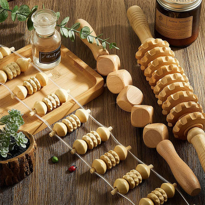 6-in-1 Wooden Massage Tool Set for Relaxation & Body Care