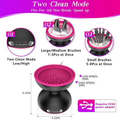 Portable Electric Make Up Brush Cleaner Machine 2 Speed