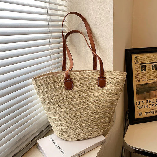 Women's Straw Shoulder Bag Large Capacity