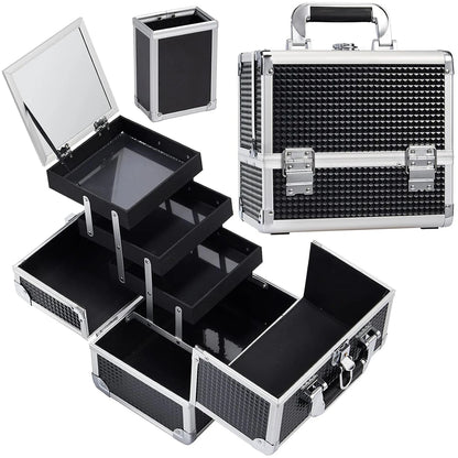 Makeup Box Train Case Large Storage Capacity 3-Tier Trays