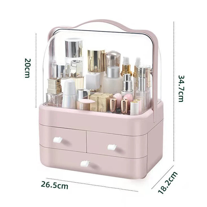 Makeup Organizer - Large Capacity - Dust Free Cover - Portable Handle