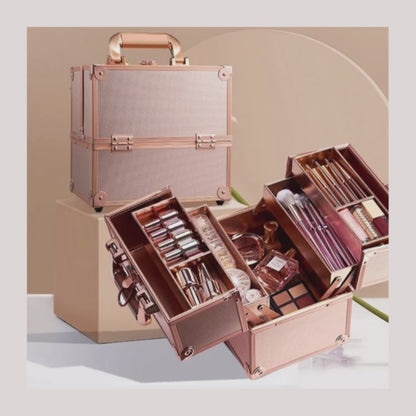 Makeup Train Case Cosmetic Box 4 Tier