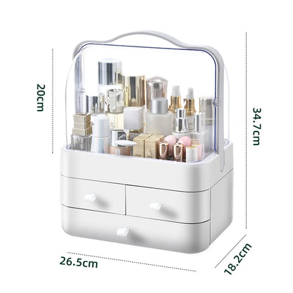 Makeup Organizer - Large Capacity - Dust Free Cover - Portable Handle